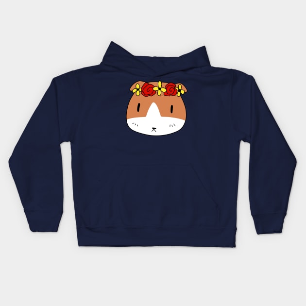 Flower Crown Guinea Pig Face Kids Hoodie by saradaboru